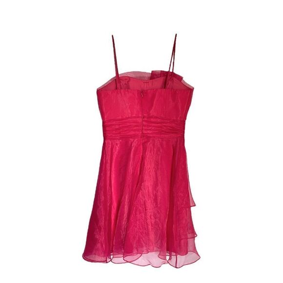CHIFFON A Line Dress Magenta Pink Chiffon Tulle Sheer Spaghetti Strap Womens 6 - Picture 2 of 8